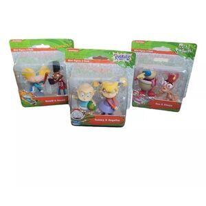 Nickelodeon Mini Figure LOT OF 3 Hey Arnold Rugrats Ren & Stimpy Bundle DAMAGED